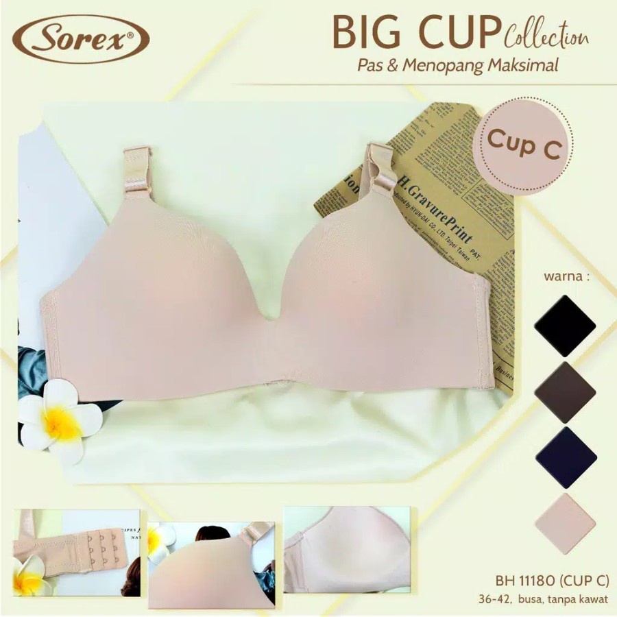 Sorex Bra Busa Big Cup Tanpa Kawat Kait 3 Cup C BH 11180