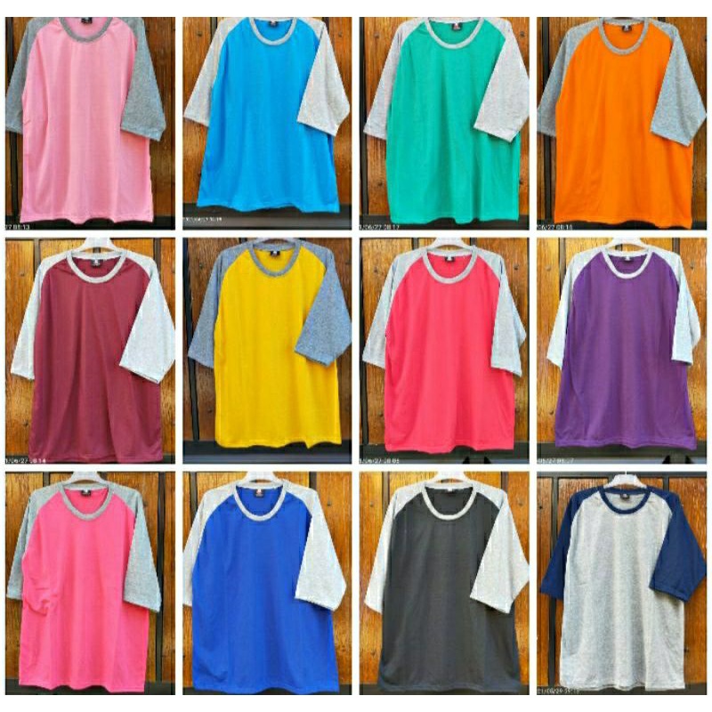 KAOS harian Raglan Lengan 3/4 Jumbo Ld 130