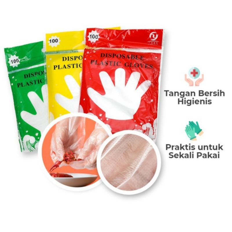 Sarung Tangan Plastik Serbaguna Disposable Gloves isi 100pcs/pack