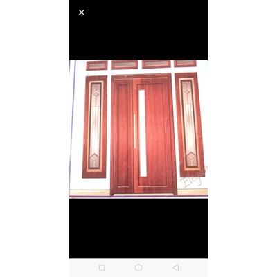 kusen pintu double fullset minimalis kayu meranti