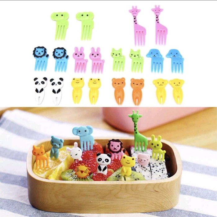 HOT SALE !! 10pcs Tusukan Bento ANIMAL JERAPAH Garpu Buah/Kue/Dessert/Bento Lucu Anak