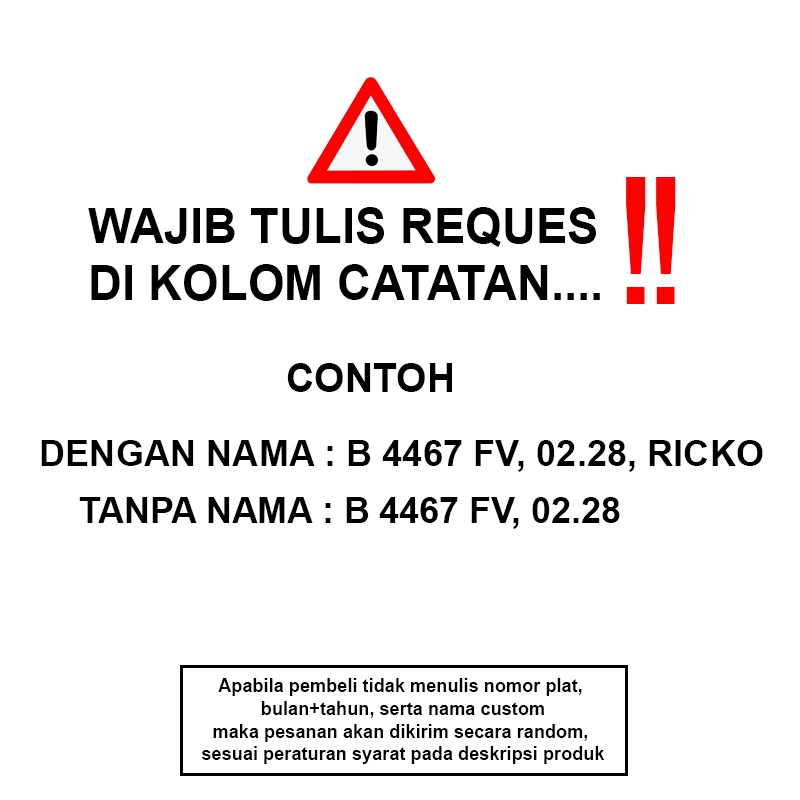 PLAT MOTOR AKRILIK CUSTOM PUTIH HITAM