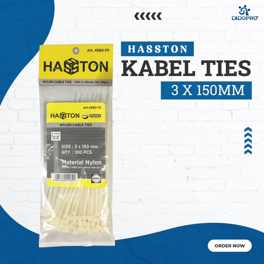 PAKET 2 SET KABEL TIES / CABLE TIES 3 x 150 MM HITAM PUTIH 100 PCS HASSTON