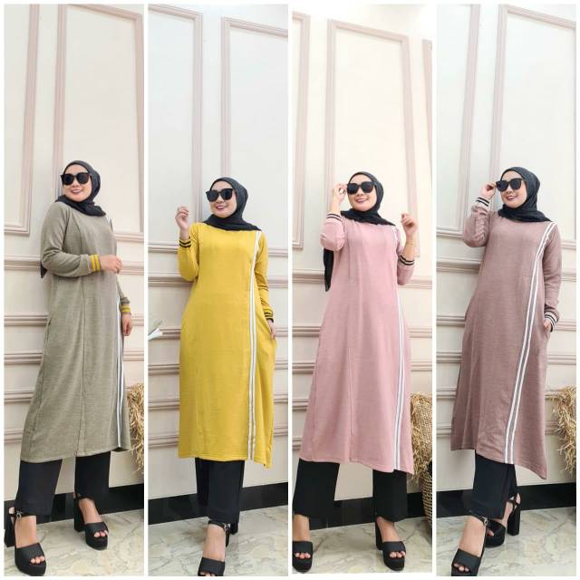 Long Tunik Rajut Import Busui Friendly/ long tunik kaos rajut import
