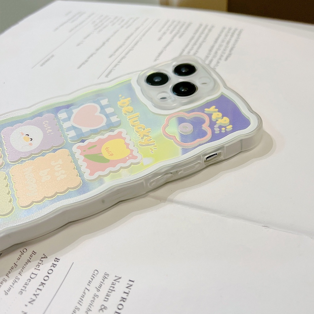 IPHONE Case Pelindung Cap Kartun Dengan Film Laser Untuk Iphone7 8 PLUS X XR XS 11 12 13 14 MINI PRO MAX Lembut Transparan Lembut Phone Cover