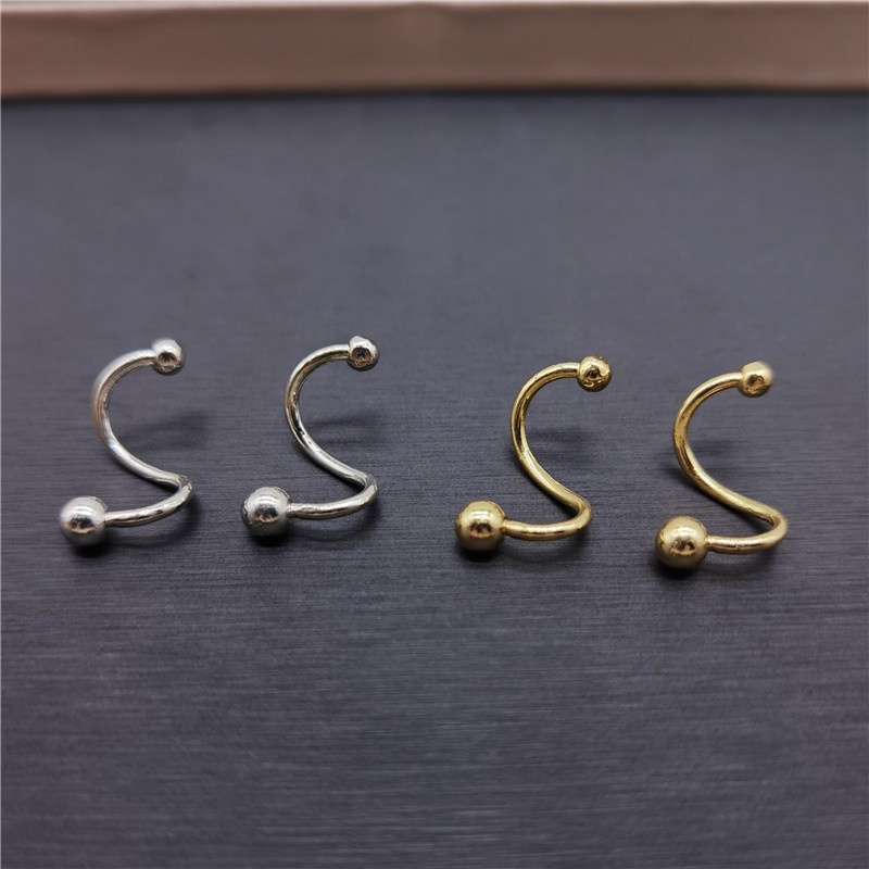 1 Pasang Anting-Anting Sederhana Baru Kepribadian Wanita Minoritas Double Spiral Ear Studs-Won