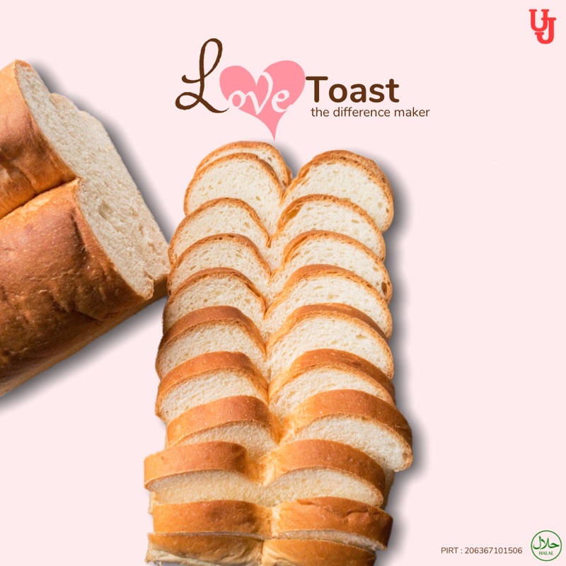 Roti Tawar Love &amp; Gandum| 26 CM | 23 Slice (13mm) | Love toast