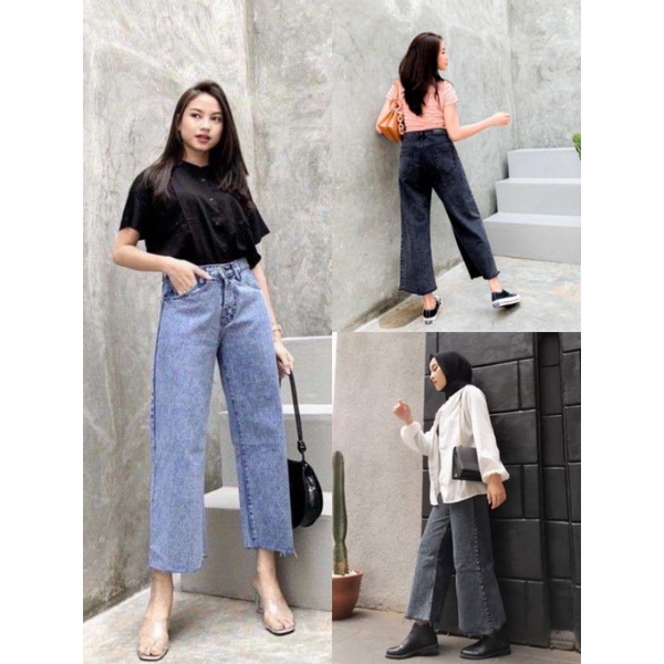 Kulot jeans rawis snow black kulot rawis snow blue