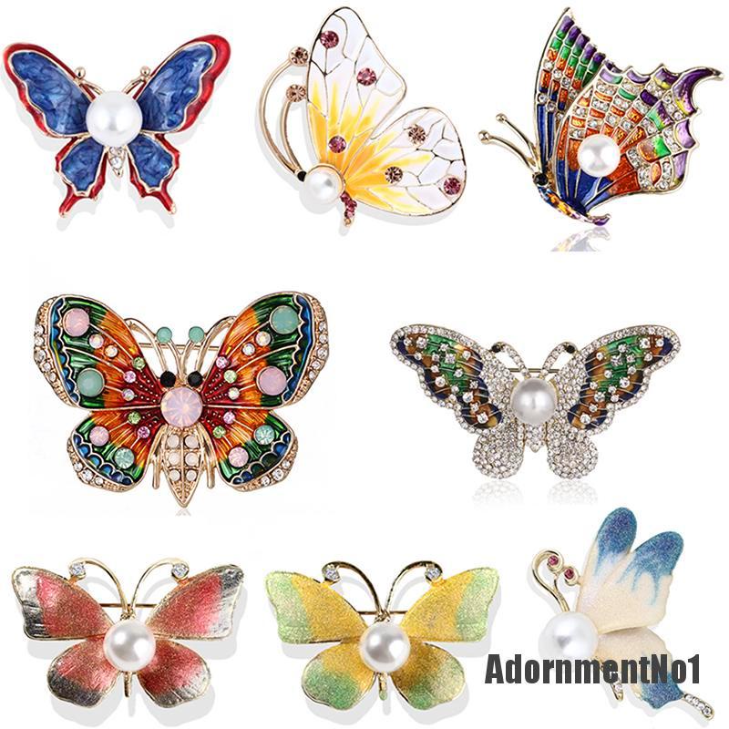 (Adornmentno1) Bros / Pin Butterfly Kristal Berlian Imitasi Untuk Pengantin Wanita