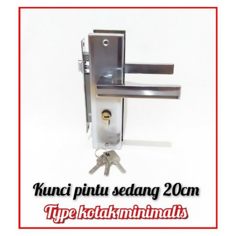 KUNCI PINTU SET SEDANG 20CM / HANDLE PINTU SEDANG / KUNCI PINTU SEDANG BAGUS MURAH