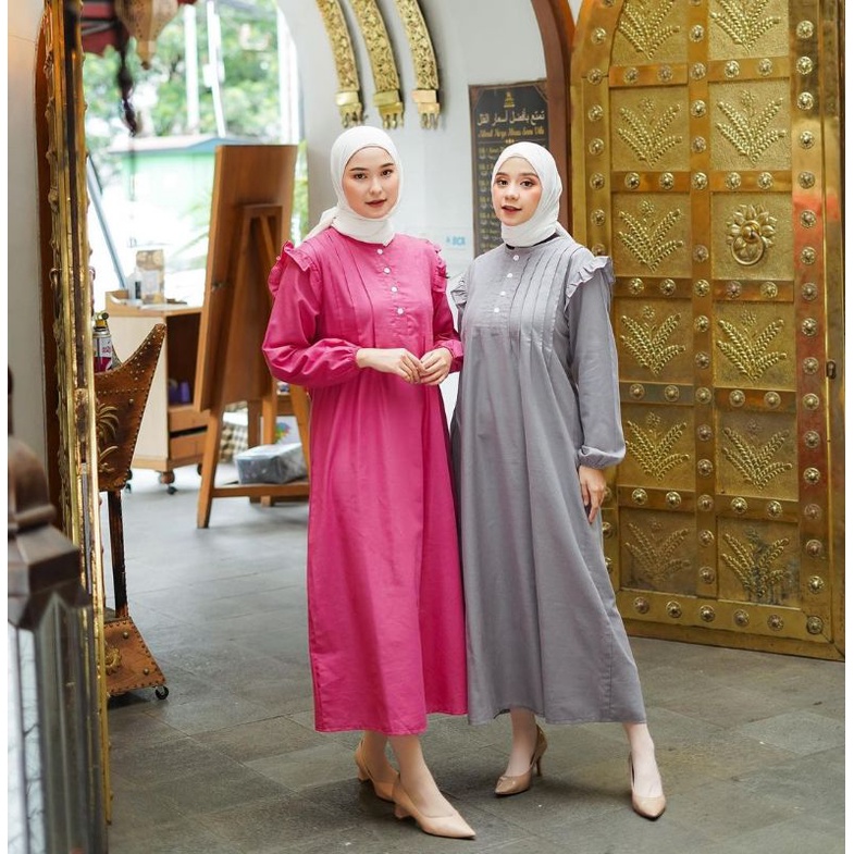 QADIRA DRESS EID SERIES DRESS MUSLIM WANITA LINEN RAMI PREMIUM