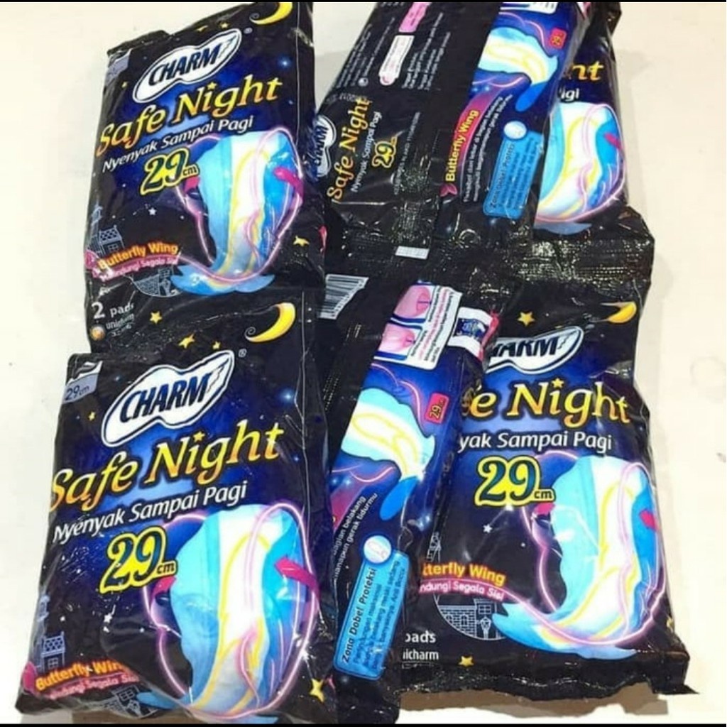 Pembalut Wanita Charm Safe Night 29cm (1 Renceng 10 sachet)