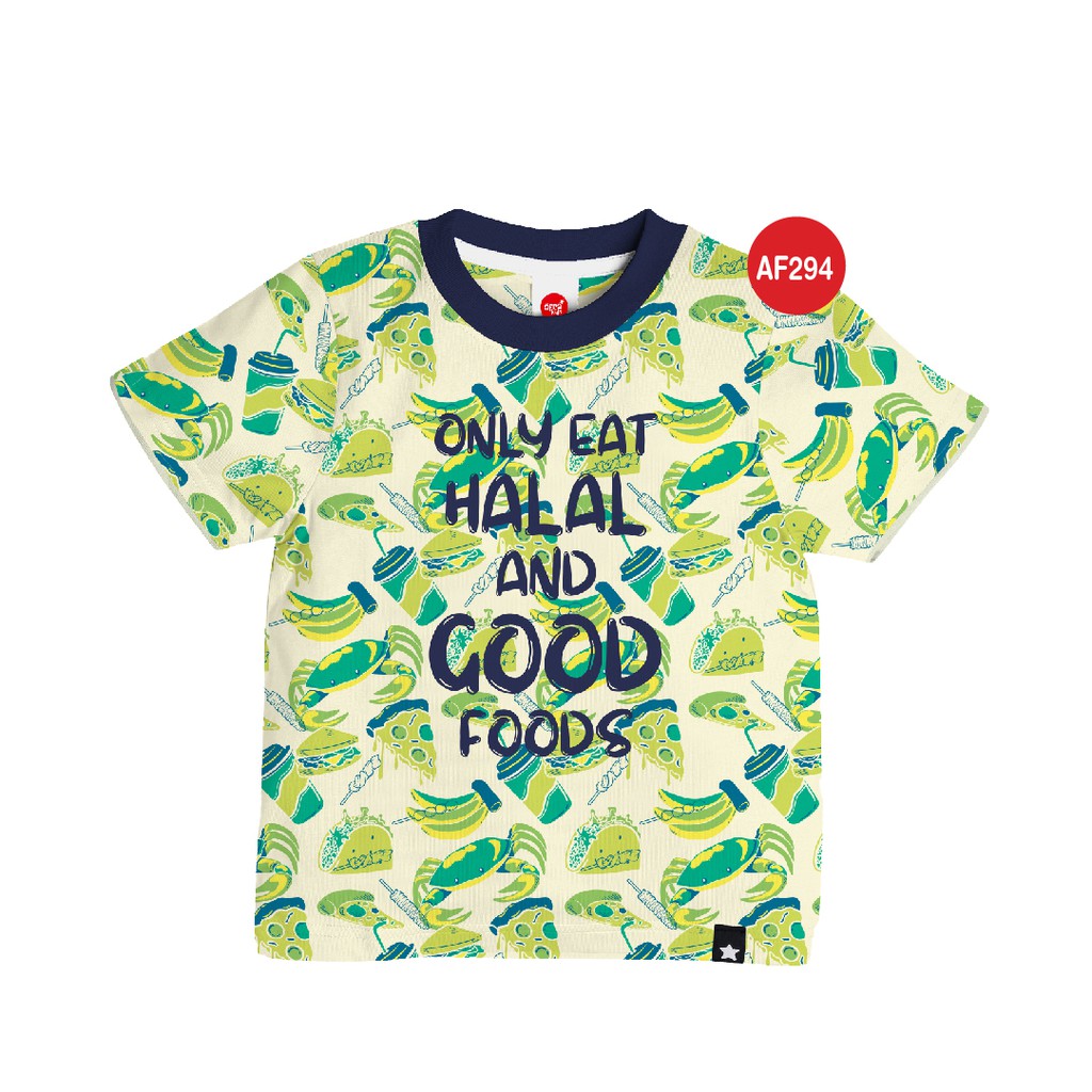 Kaos Anak Muslim Afrakids AFRA - AF294 Only Eat Halal And Good Foods