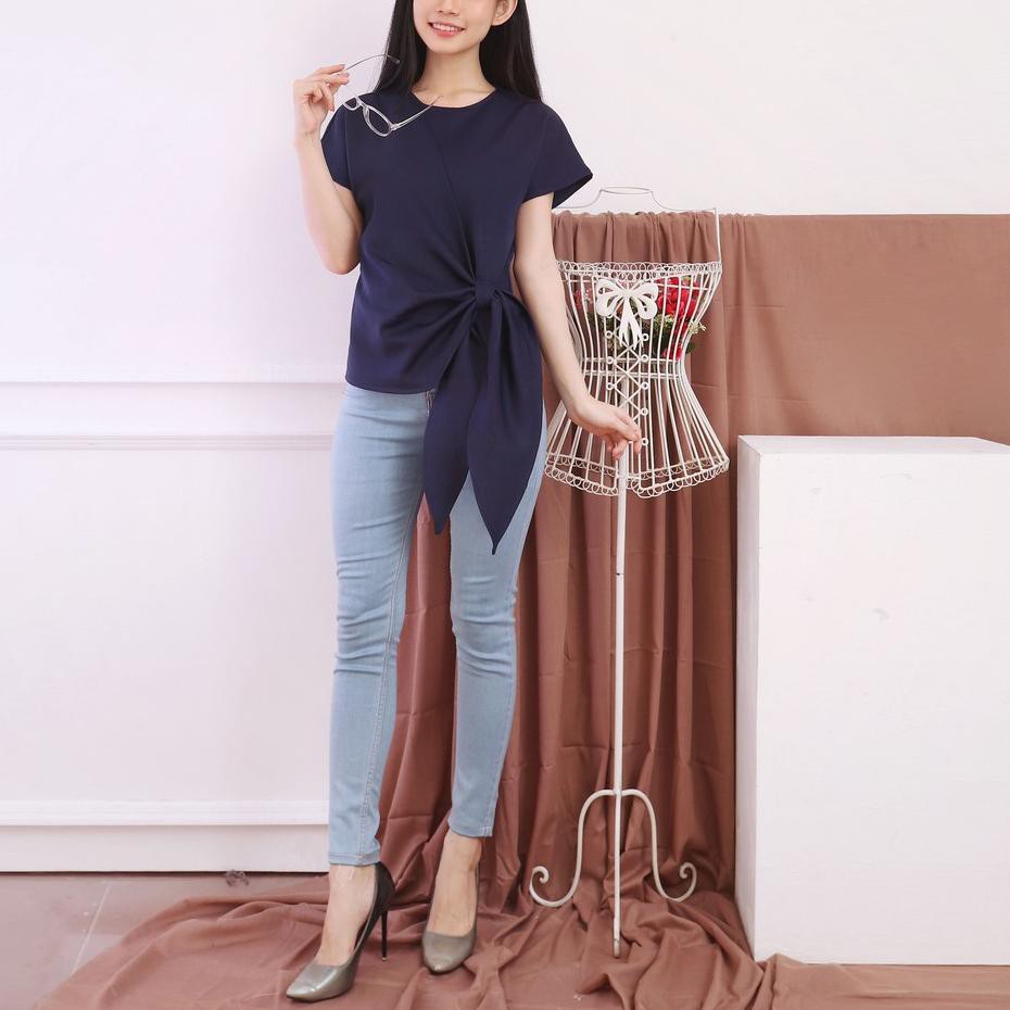 Baju wanita blouse wanita scuba merah maroon biru navy sg008 fashion trendy