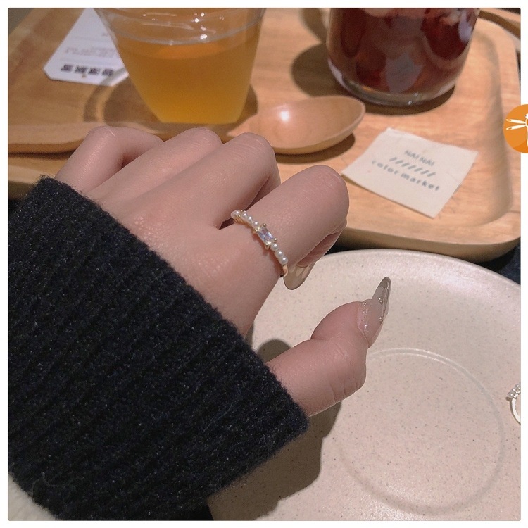 Cincin Mutiara Berlian Imitasi Gaya Korea Untuk Wanita