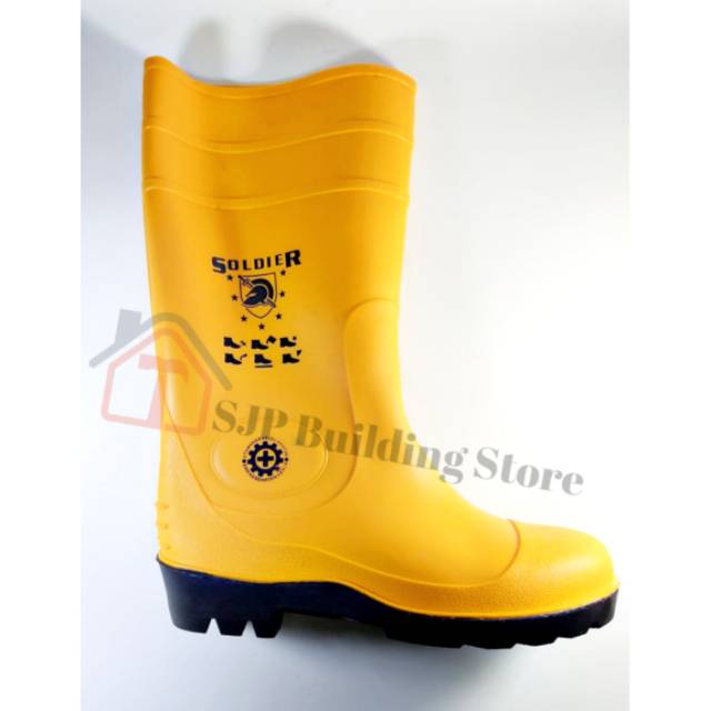 [COD] Sepatu Boot Rubber Safety SOLDIER Karet Ujung BESI Steel Toe