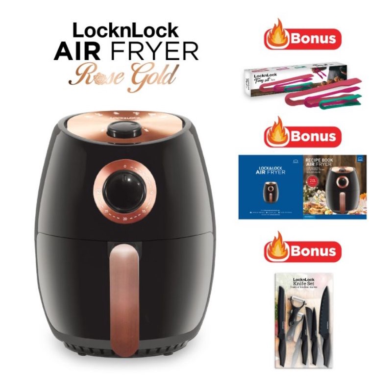 LOCK N LOCK Air Fryer Black Series Varian + Bonus 3 Pcs LocknLock New Original