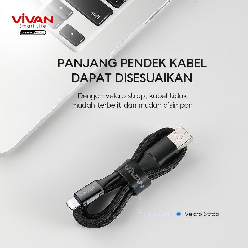 SEN PROMO Vivan Kable Data iph7 2.4 Quick Charge LED 100CM VDL100 isi daya cepat