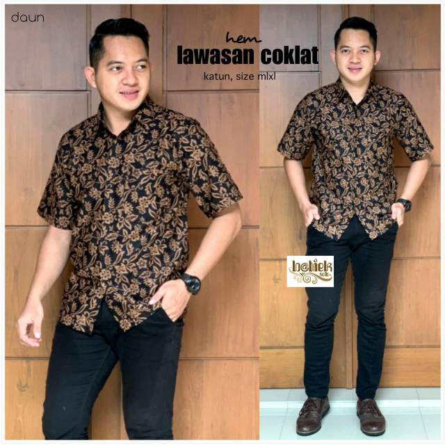 HEM LAWASAN COKLAT / KEMEJA BATIK LENGAN PENDEK PRIA