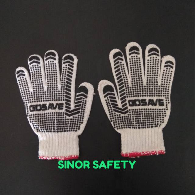 Sarung Tangan Bintik Karet HITAM dan KUNING Polka Dot Katun Safety Gloves Dotting