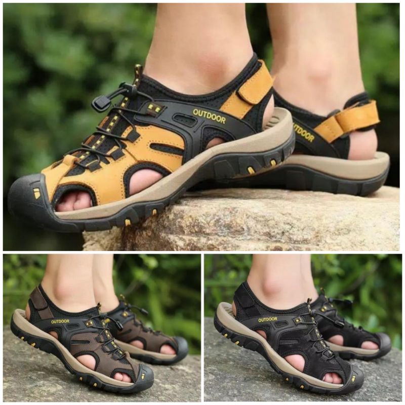 TOP Sandal Gunung Outdoor Kulit Asli Pria Wanita KASUAL SANTAI ORIGINAL IMPORT TERSEDIA UKURAN BESAR