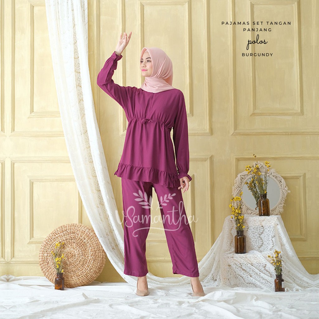 Pajamas Set Rayon Polos Rempel BUSUI | Tangan panjang , Celana panjang