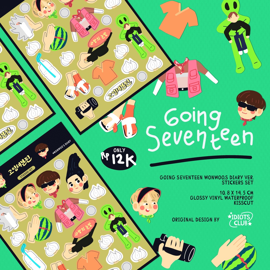 

Going Seventeen: Wonwoo's Diary stickers set - idiots club