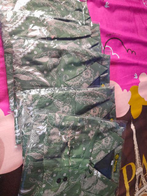 Batik Pria Merak Puspita Hijau Size M - Xxl  Batik Solo Halus Asli Katun Sragenan Full Furing