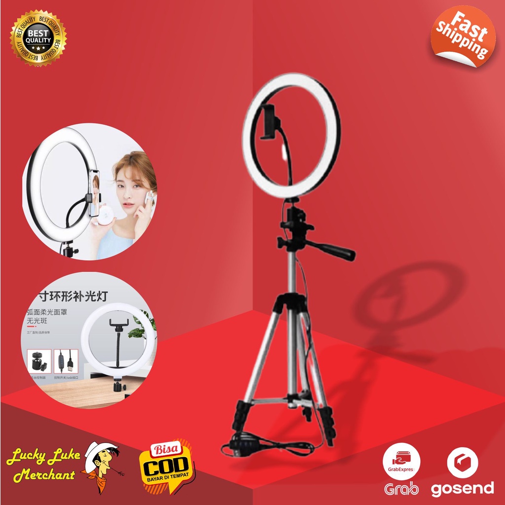 Paket Ring Light Besar dan Tripod Lampu Ringlight Tiktok Vlog Youtube