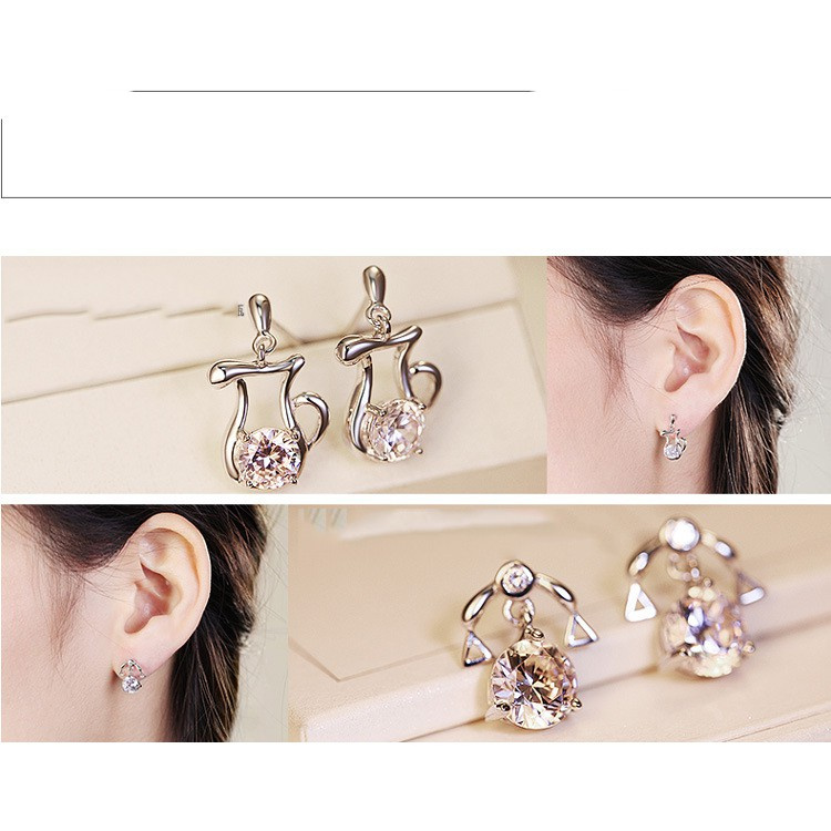 925 Perak Lucu Anting-Anting Anting-Anting Perempuan Ganda Belas Rasi Fashion Retro Ornamen