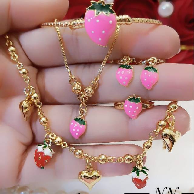 Xuping set perhiasan anak lapis emas 18k