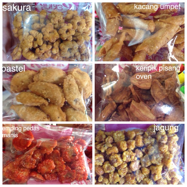 

Snack Keriuk Gokil Sakura / Pastel / Kacang Umpet / Keripik Pisang / Emping / Jagung