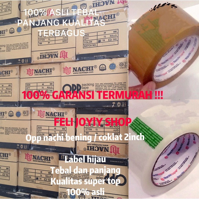 

TERMURAH LAKBAN BENING COKLAT NACHI 2 inch 2" NACI SOLASI SELOTIP OPP PLAKBAN 1 karton 72 pcs