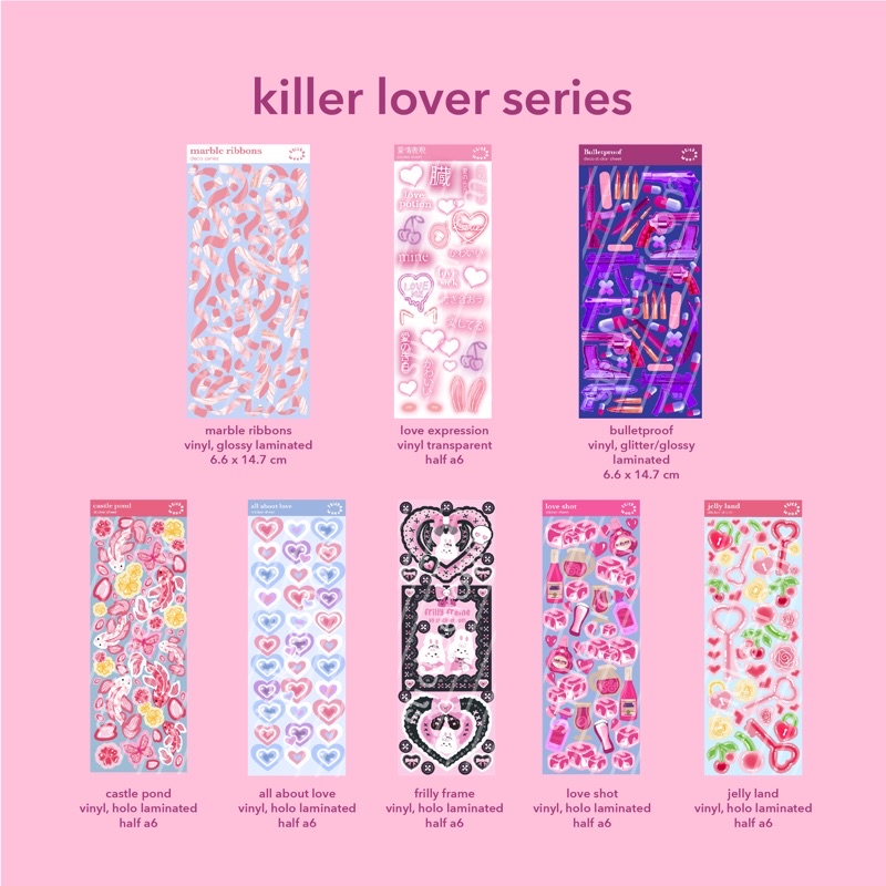 

killer lover series - sticker set / stiker sheet for journaling, polcos, decoration, etc