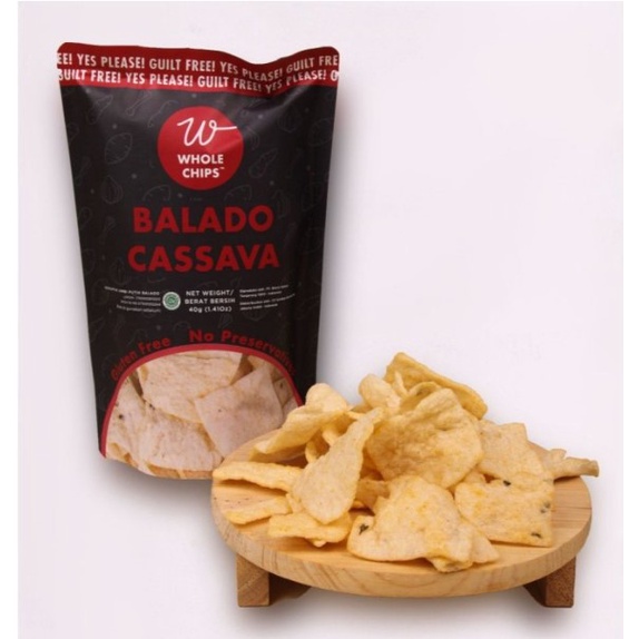 Whole Chips Balado Cassava 40gr - Keripik Singkong Sehat Bebas MSG