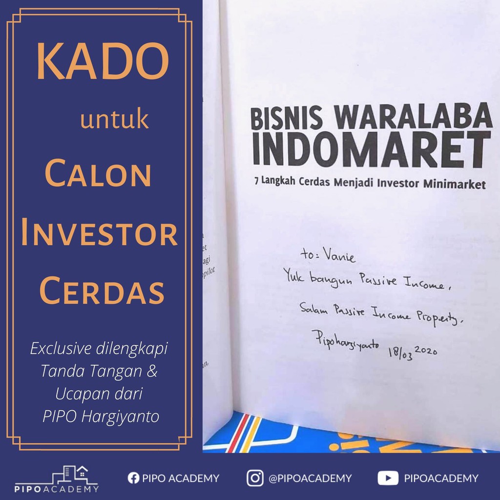 BUKU BISNIS WARALABA INDOMARET dgn TTD & Ucapan dari PIPO Hargiyanto
