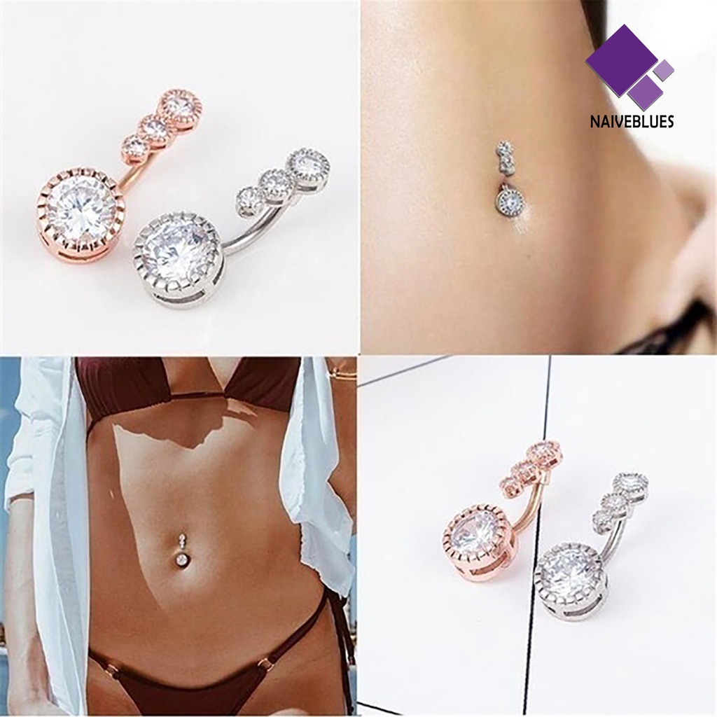 Naiveblue Anting Tindik Perut / Pusar Cubic Zirconia Untuk Wanita