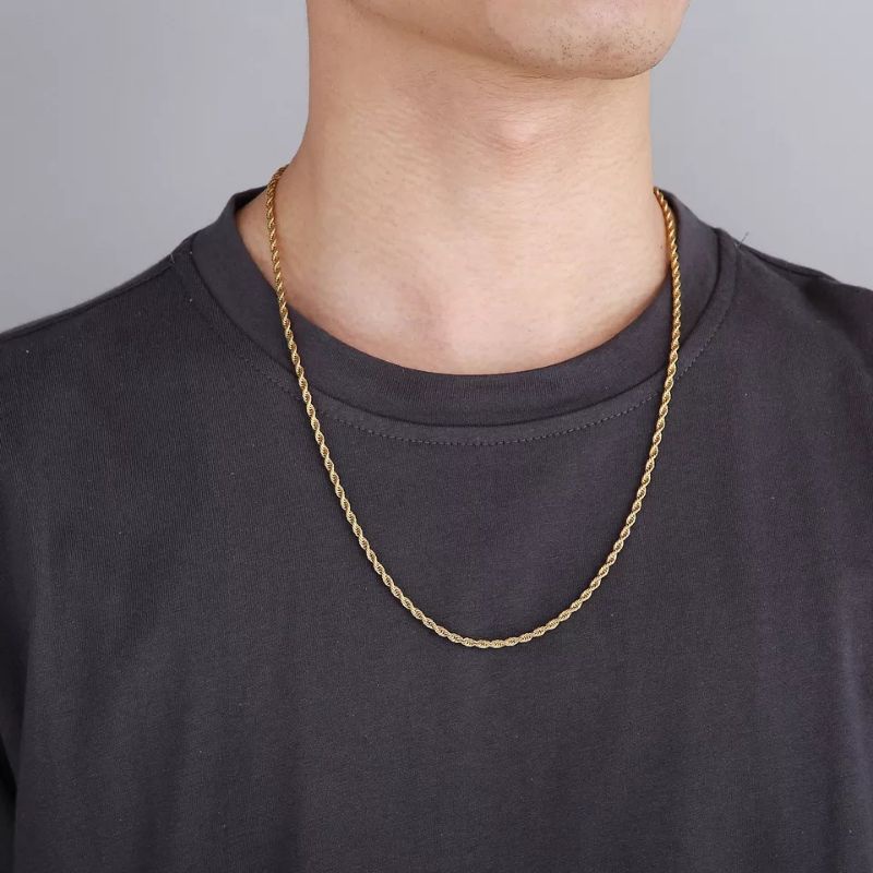 kalung model tambang gold asli titanium