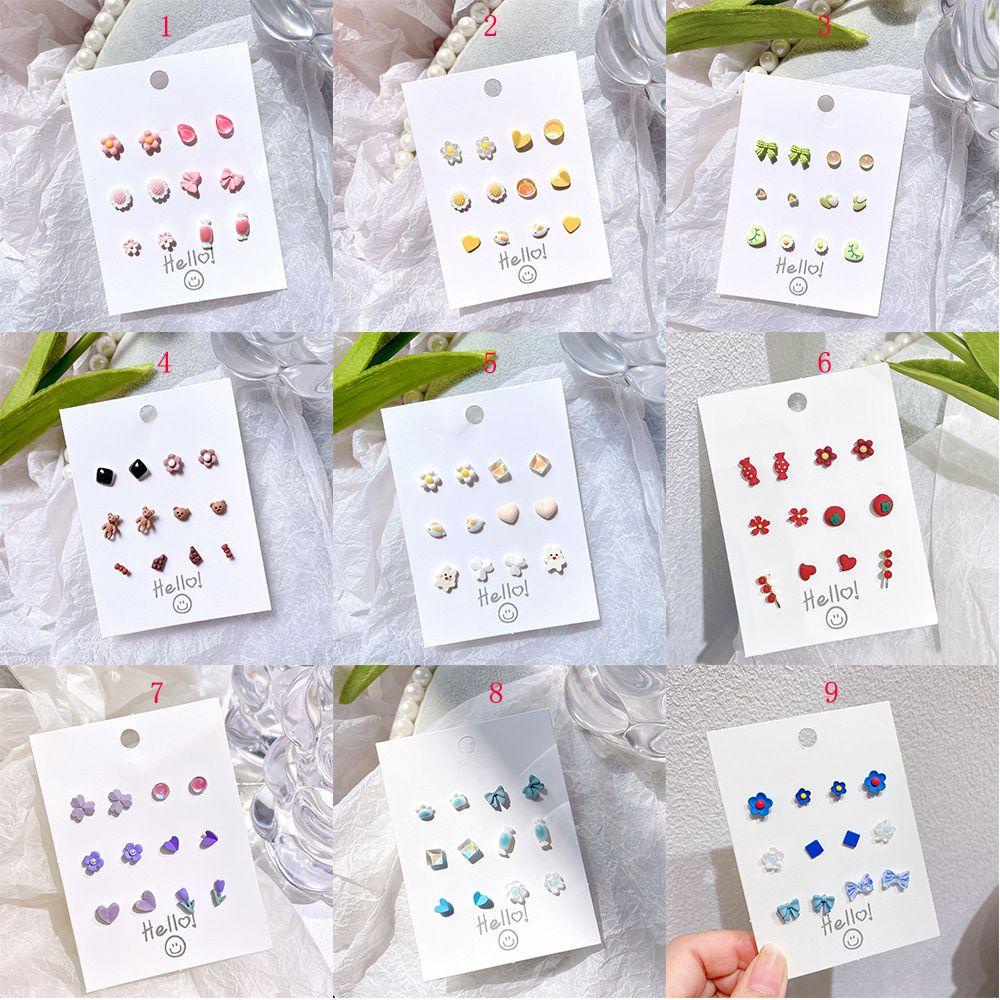 Preva Anting Geometris Tren Sederhana Fashion Cantik Aksesoris Kecil Lucu 6pasang/set Anting Kecil