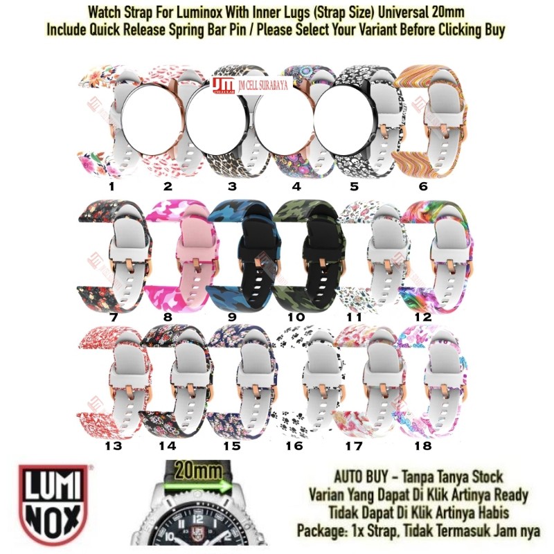 Tali Jam Watch Strap Luminox Size 20mm Universal - Motif Cantik Rubber Silikon