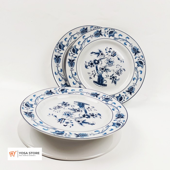 Piring Keramik Saji Ceper Besar 27cm Motif Ming Klasik 4 Pcs