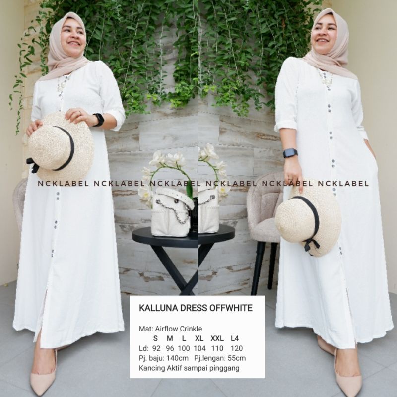DRESS GAMIS Atasan Wanita KALLUNA ORIGINAL NCK Label KALLUNA Dress Airflow Crinkle Adem