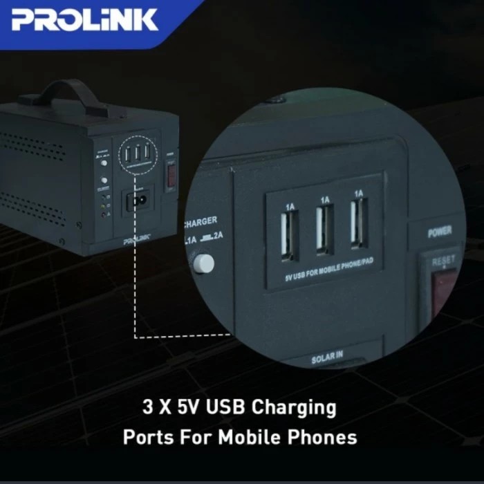 PROLINK 24W Portable Solar Inverter Unit + Solar Panel PPS70