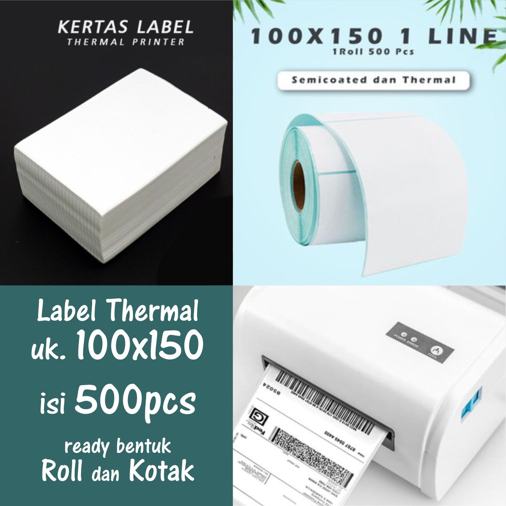 LABEL BARCODE 100X 50mm ISI 500pcs DIRECT THERMAL STICKER RESI PRINTER KERTAS