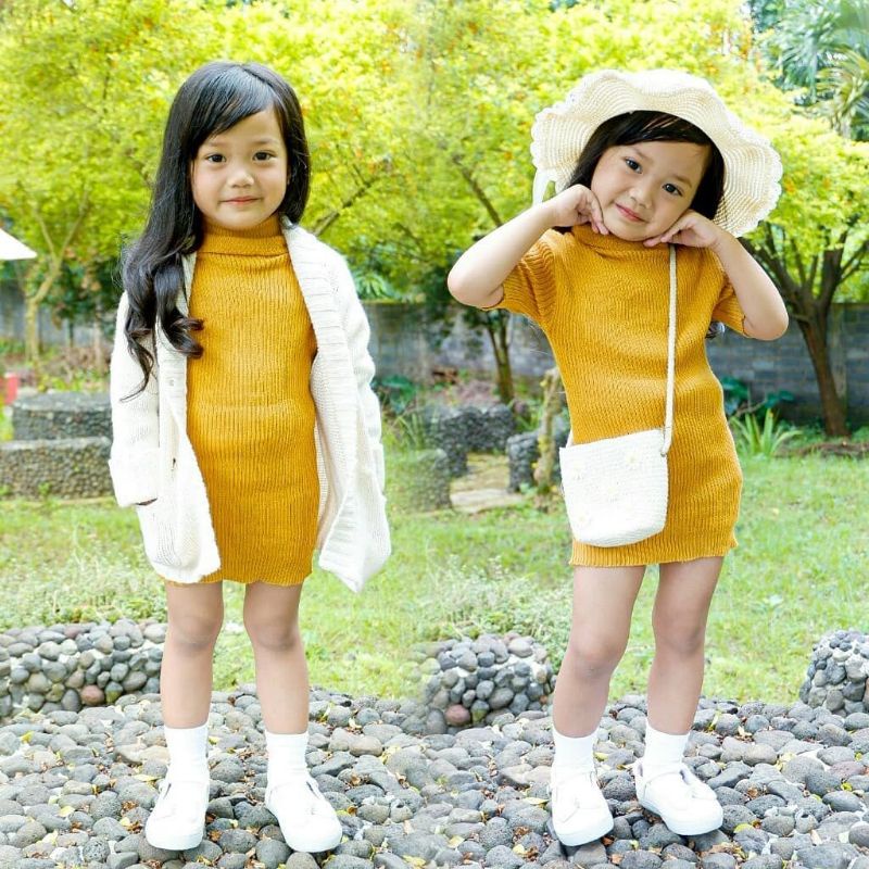 Dress Rajut Anak Perempuan 1-3 Tahun / Baju Rajut Lengan Pendek / One Set Baju Anak Rajut 2 Tahun Cewek