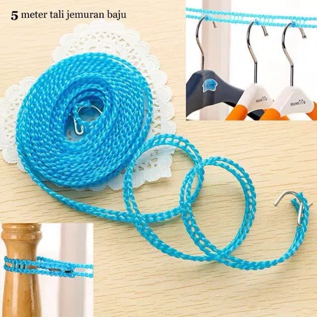 FUTAKO Tali Jemuran 5 Meter / Clothes Line / Tali Gantungan Baju Warna Biru