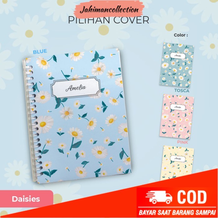 

✨ BISA COD ✨ Softcover Notebook Binder - Refillable (Custom) - Daisies