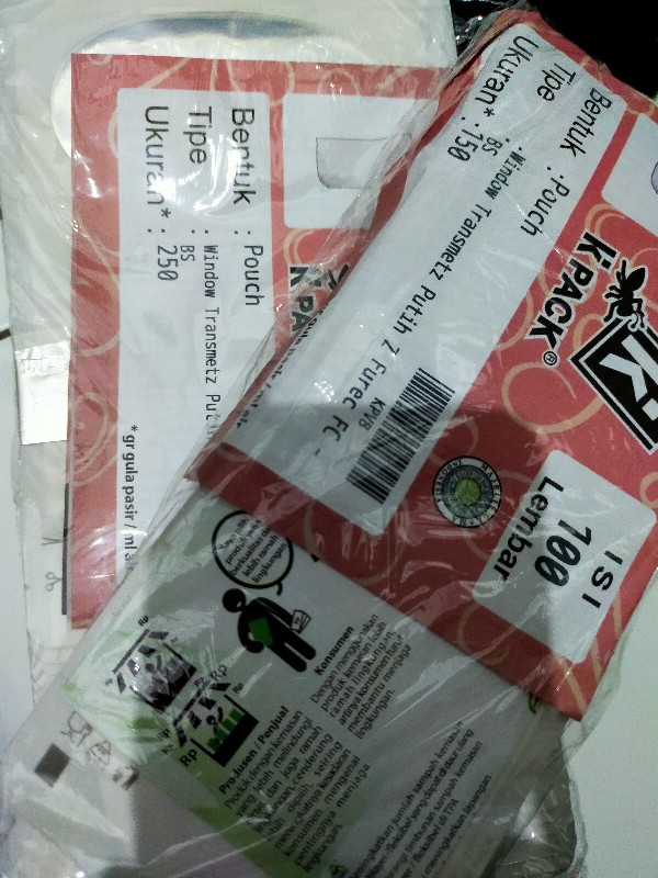 Kemasan Standing Pouch Windows Putih 13x20