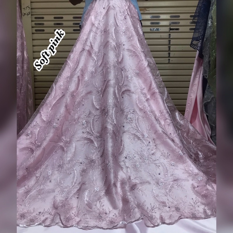 MURAH!!! Kain bahan tile akar mutiara / bahan kebaya brokat Tulle.