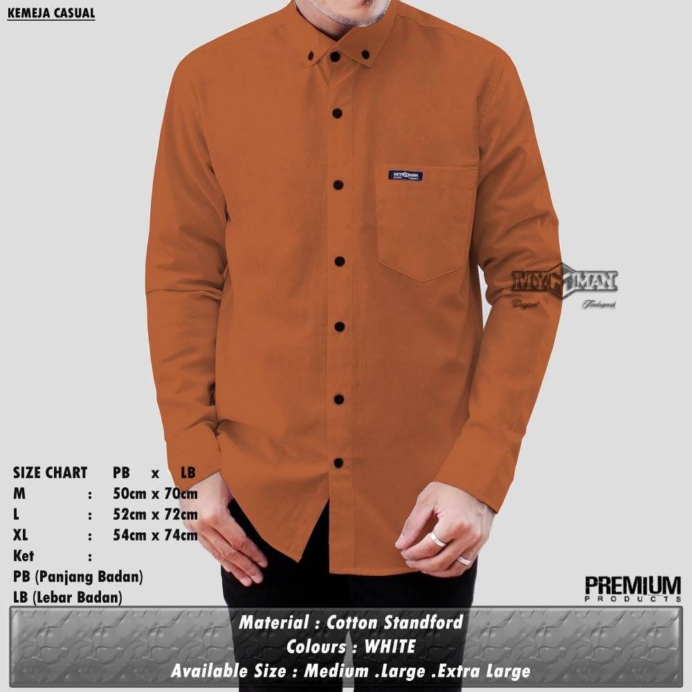 MY MAN Original Kemeja Polos lengan panjang kemeja pria warna teracota art seri MY530